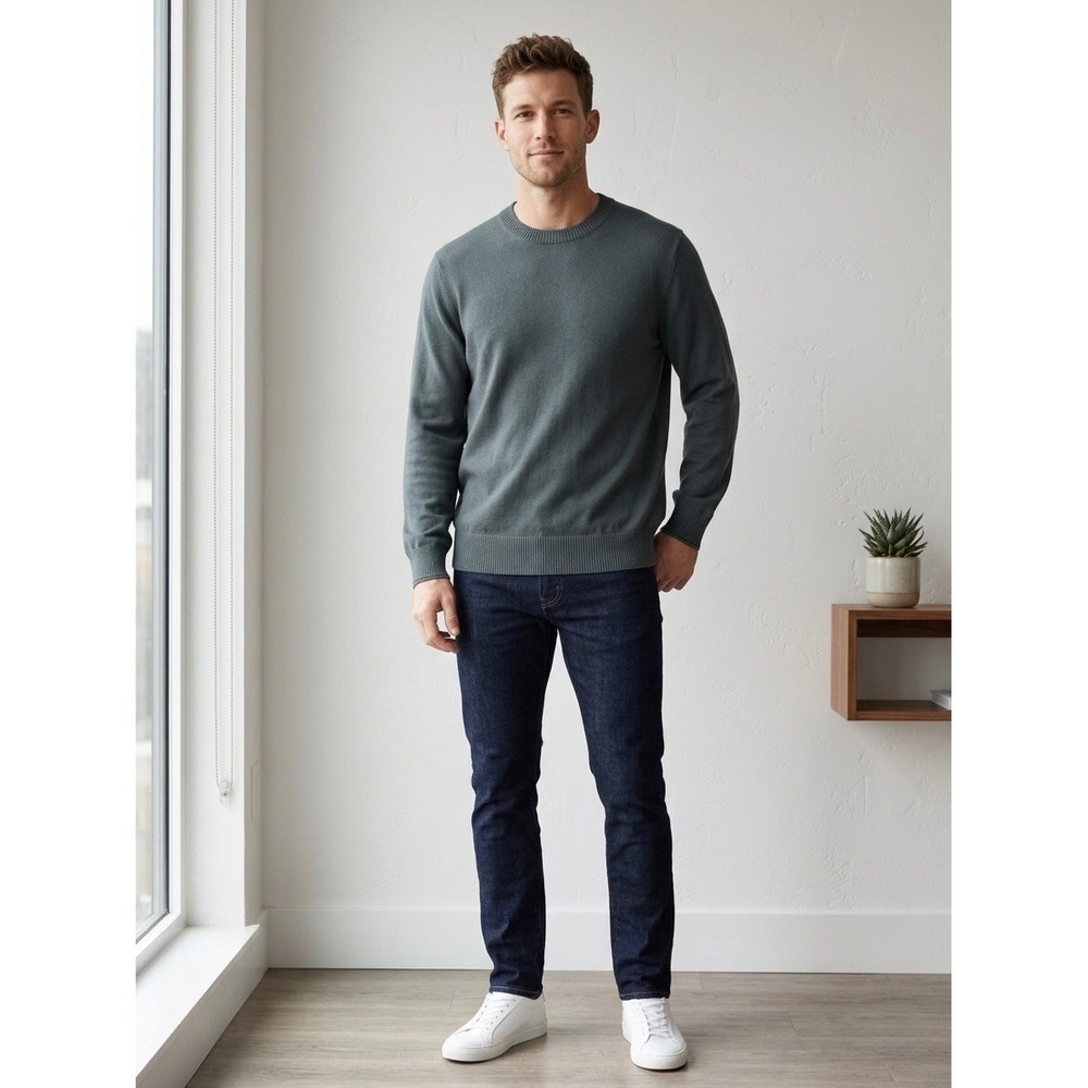 Everlane Mens XXL Crewneck Sweater Organic Cotton Coolmax Green